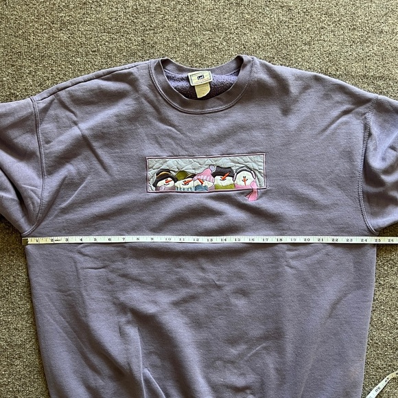 VTG Lee Snowman Winter Ugly Grandma Crewneck Pullover Sweatshirt Purple Size XL - Picture 10 of 12